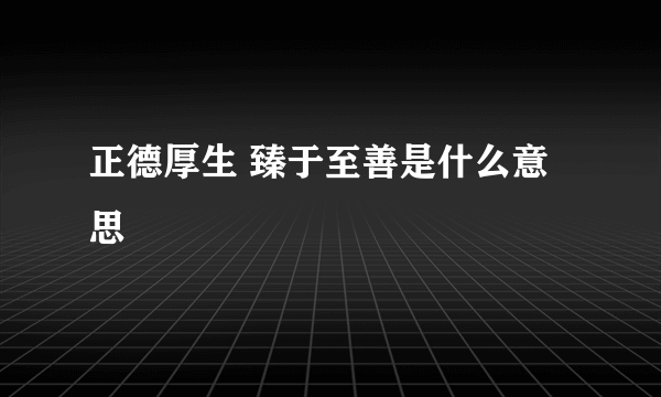 正德厚生 臻于至善是什么意思