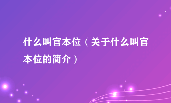 什么叫官本位（关于什么叫官本位的简介）