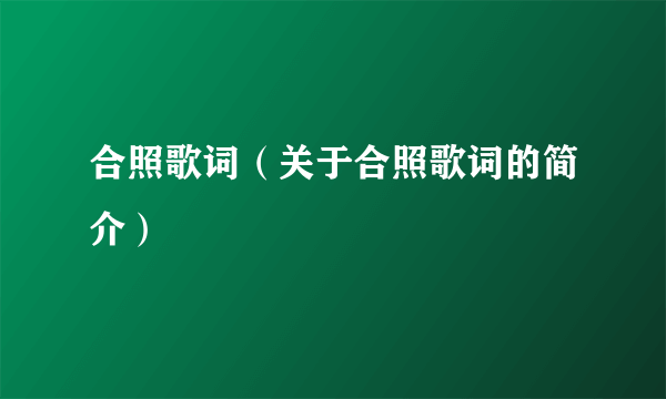 合照歌词（关于合照歌词的简介）