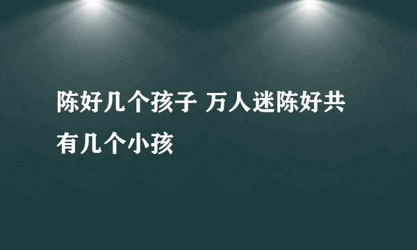 陈好几个孩子 万人迷陈好共有几个小孩