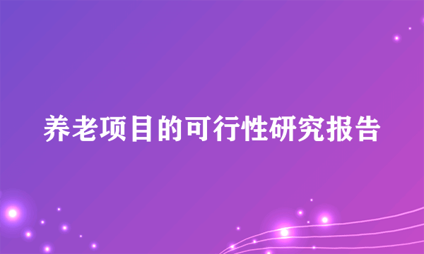 养老项目的可行性研究报告