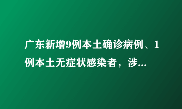 广东新增9例本土确诊病例、1例本土无症状感染者，涉及深圳、惠州、云浮