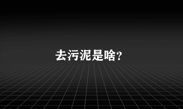 去污泥是啥？