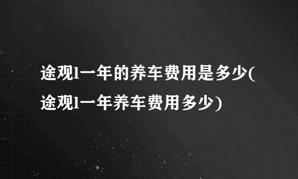 途观l一年的养车费用是多少(途观l一年养车费用多少)