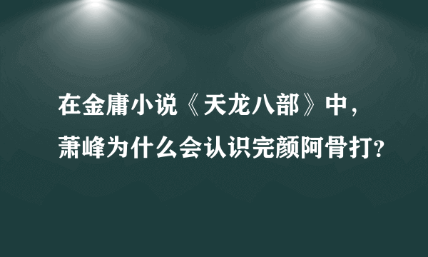 在金庸小说《天龙八部》中，萧峰为什么会认识完颜阿骨打？