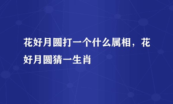 花好月圆打一个什么属相，花好月圆猜一生肖