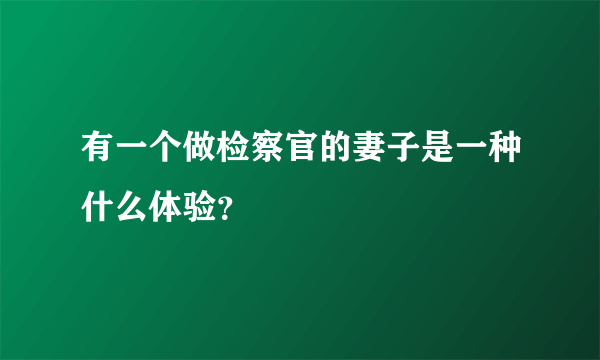 有一个做检察官的妻子是一种什么体验？