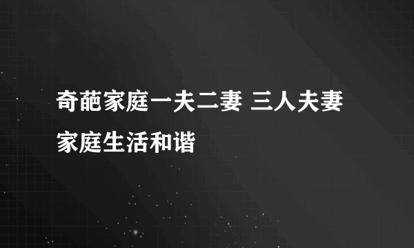 奇葩家庭一夫二妻 三人夫妻家庭生活和谐