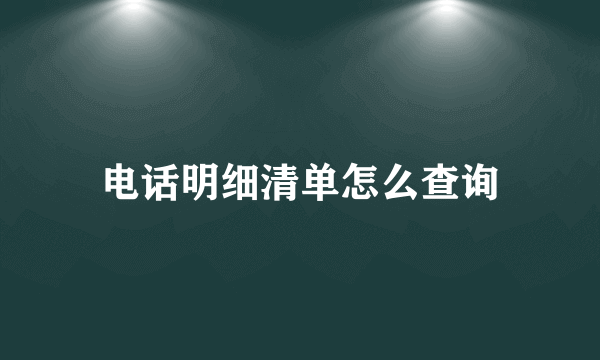 电话明细清单怎么查询