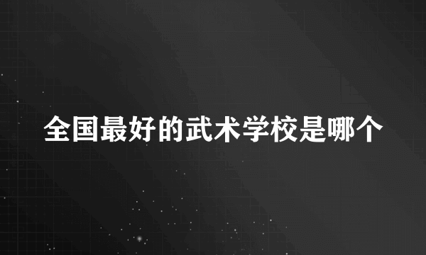 全国最好的武术学校是哪个