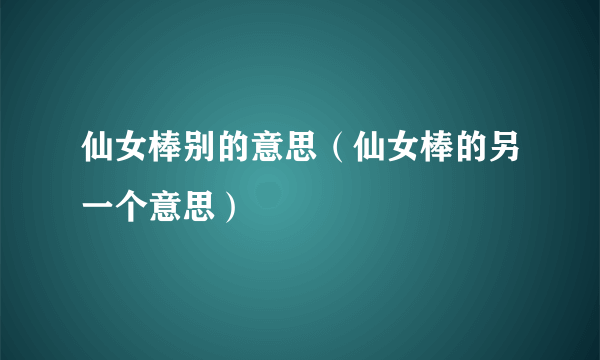 仙女棒别的意思（仙女棒的另一个意思）