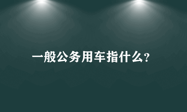 一般公务用车指什么？