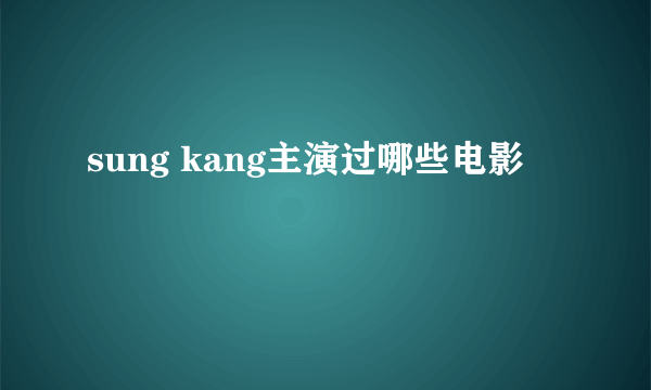 sung kang主演过哪些电影