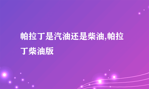 帕拉丁是汽油还是柴油,帕拉丁柴油版