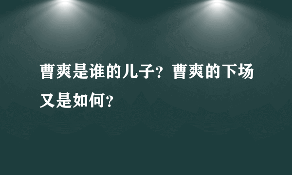 曹爽是谁的儿子？曹爽的下场又是如何？