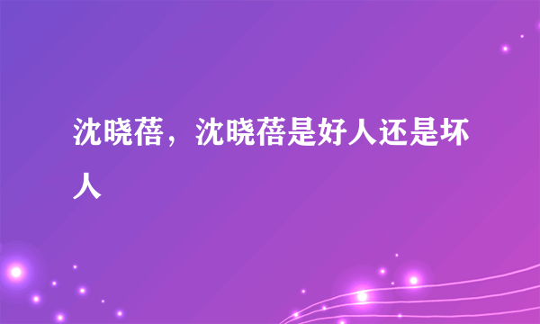 沈晓蓓，沈晓蓓是好人还是坏人