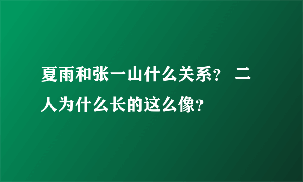 夏雨和张一山什么关系？ 二人为什么长的这么像？