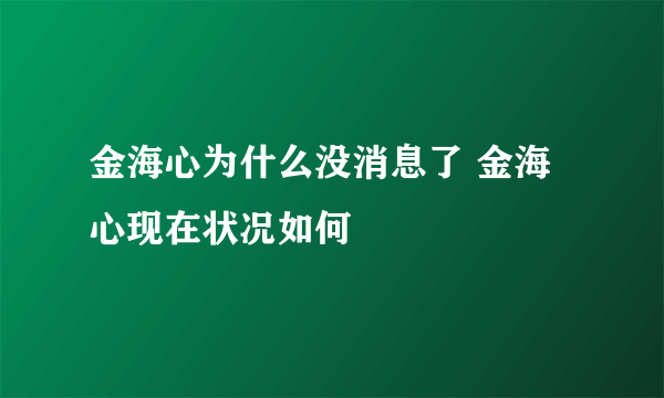 金海心为什么没消息了 金海心现在状况如何