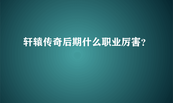 轩辕传奇后期什么职业厉害？