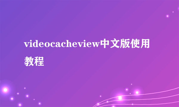 videocacheview中文版使用教程