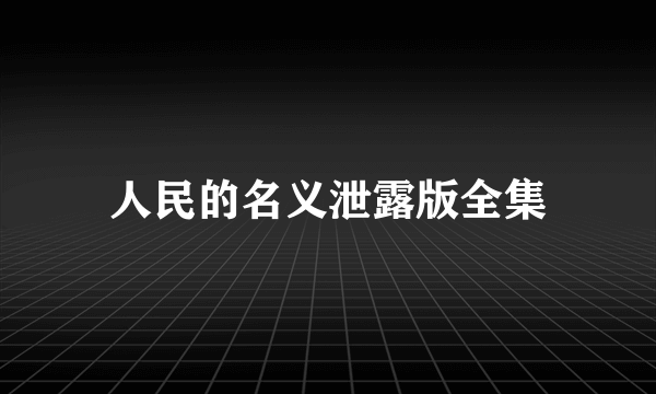 人民的名义泄露版全集