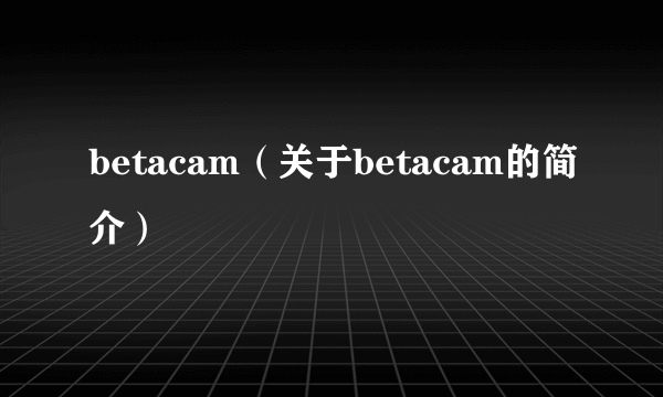 betacam（关于betacam的简介）