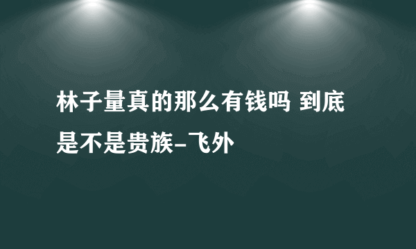 林子量真的那么有钱吗 到底是不是贵族-飞外