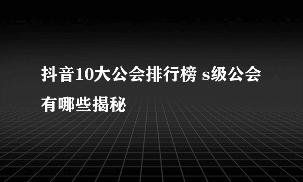 抖音10大公会排行榜 s级公会有哪些揭秘