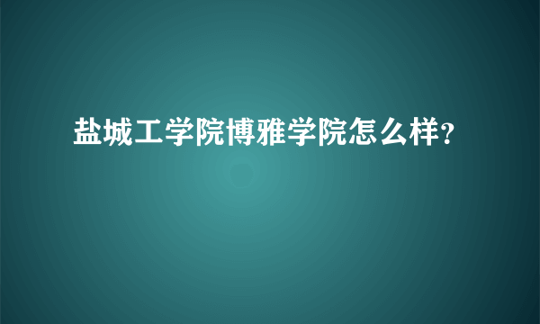 盐城工学院博雅学院怎么样？