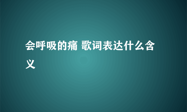 会呼吸的痛 歌词表达什么含义