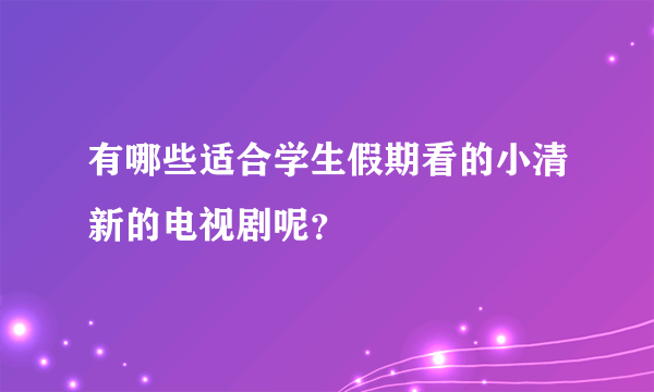 有哪些适合学生假期看的小清新的电视剧呢？