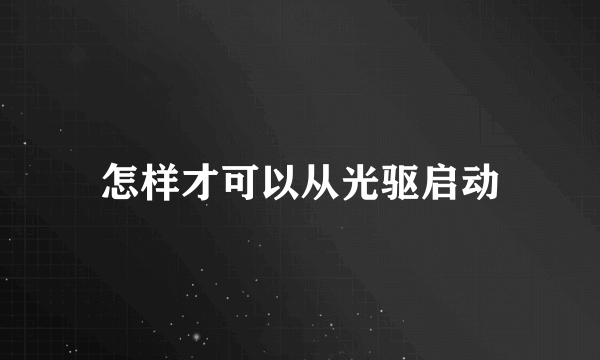 怎样才可以从光驱启动