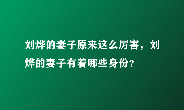 刘烨的妻子原来这么厉害，刘烨的妻子有着哪些身份？