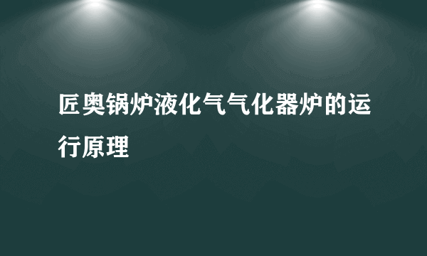 匠奥锅炉液化气气化器炉的运行原理