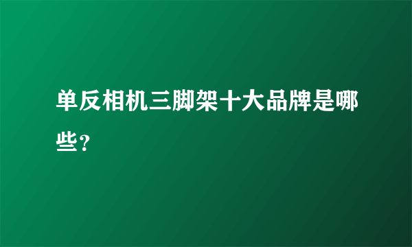 单反相机三脚架十大品牌是哪些？