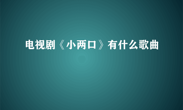 电视剧《小两口》有什么歌曲