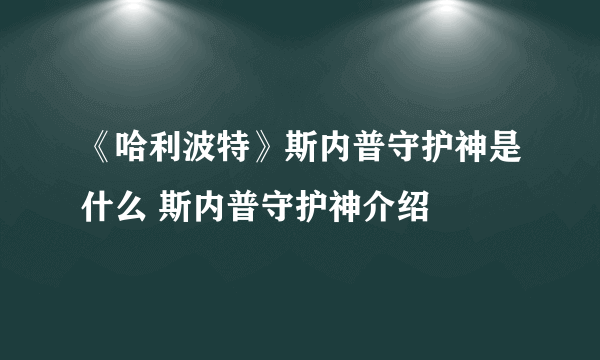 《哈利波特》斯内普守护神是什么 斯内普守护神介绍