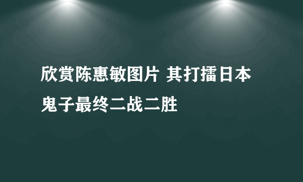 欣赏陈惠敏图片 其打擂日本鬼子最终二战二胜