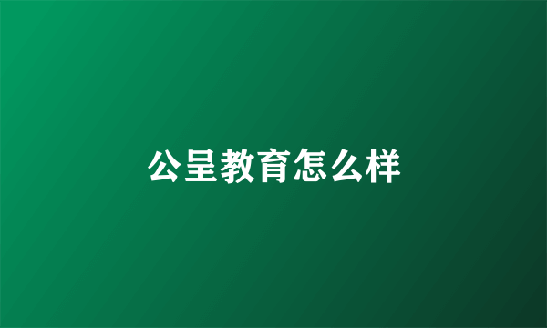 公呈教育怎么样