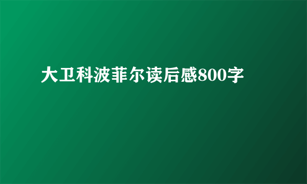 大卫科波菲尔读后感800字