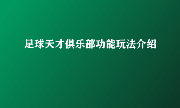 足球天才俱乐部功能玩法介绍