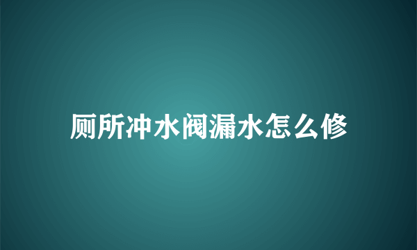 厕所冲水阀漏水怎么修