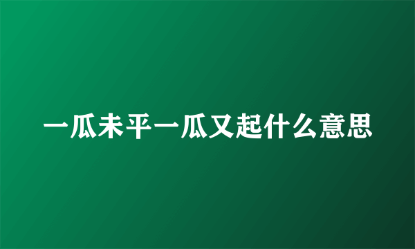 一瓜未平一瓜又起什么意思