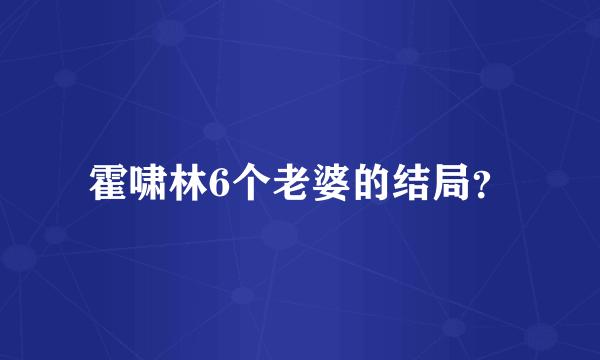 霍啸林6个老婆的结局？