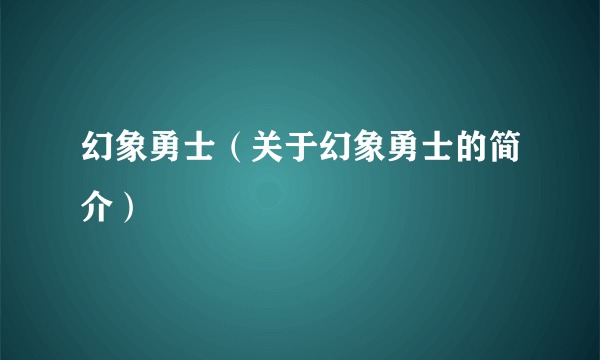 幻象勇士（关于幻象勇士的简介）