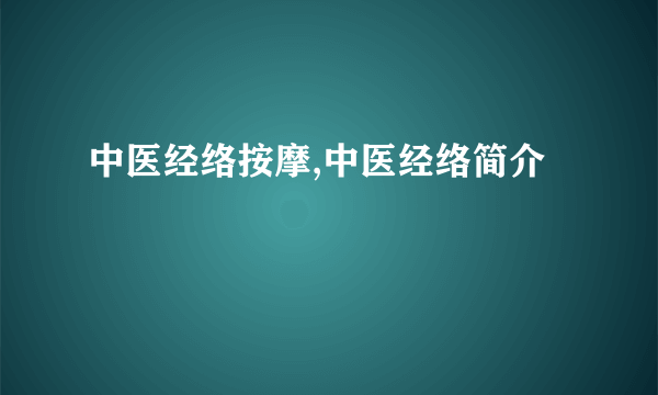 中医经络按摩,中医经络简介