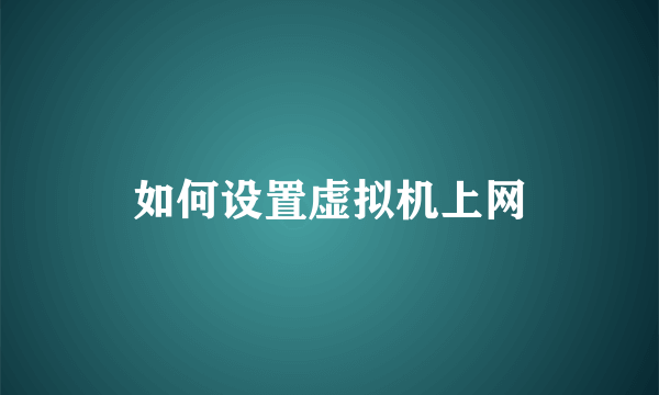 如何设置虚拟机上网