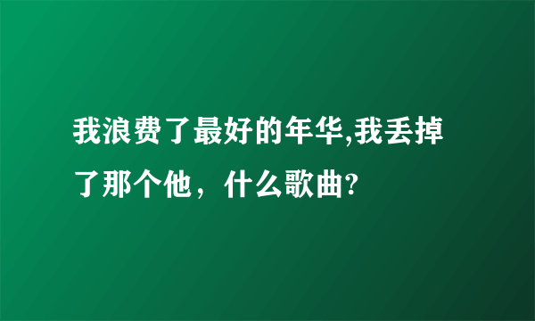 我浪费了最好的年华,我丢掉了那个他，什么歌曲?