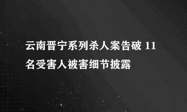 云南晋宁系列杀人案告破 11名受害人被害细节披露