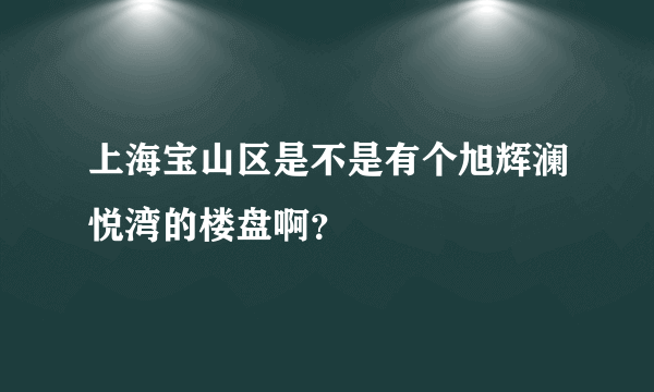 上海宝山区是不是有个旭辉澜悦湾的楼盘啊？